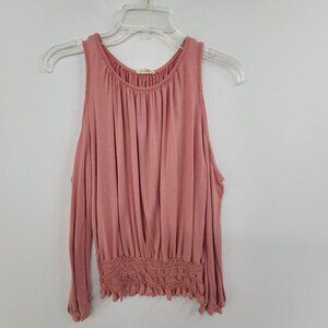 Anthropologie 143 Story Women's Cold Shoulder  Long Sleeve Top Pink Size S Boho